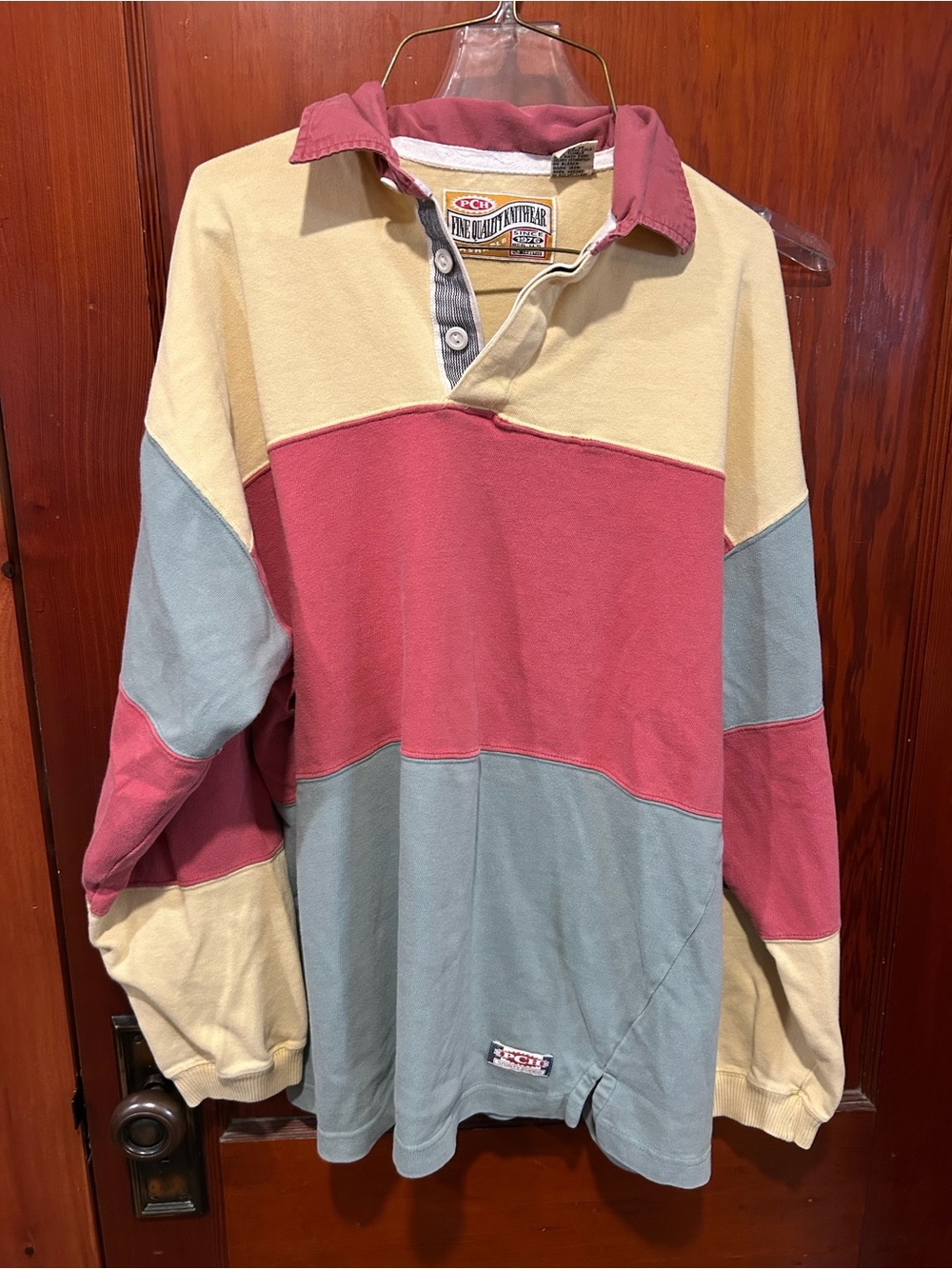 Vintage 90s men’s colorblock longsleeve collared pch sporty goods